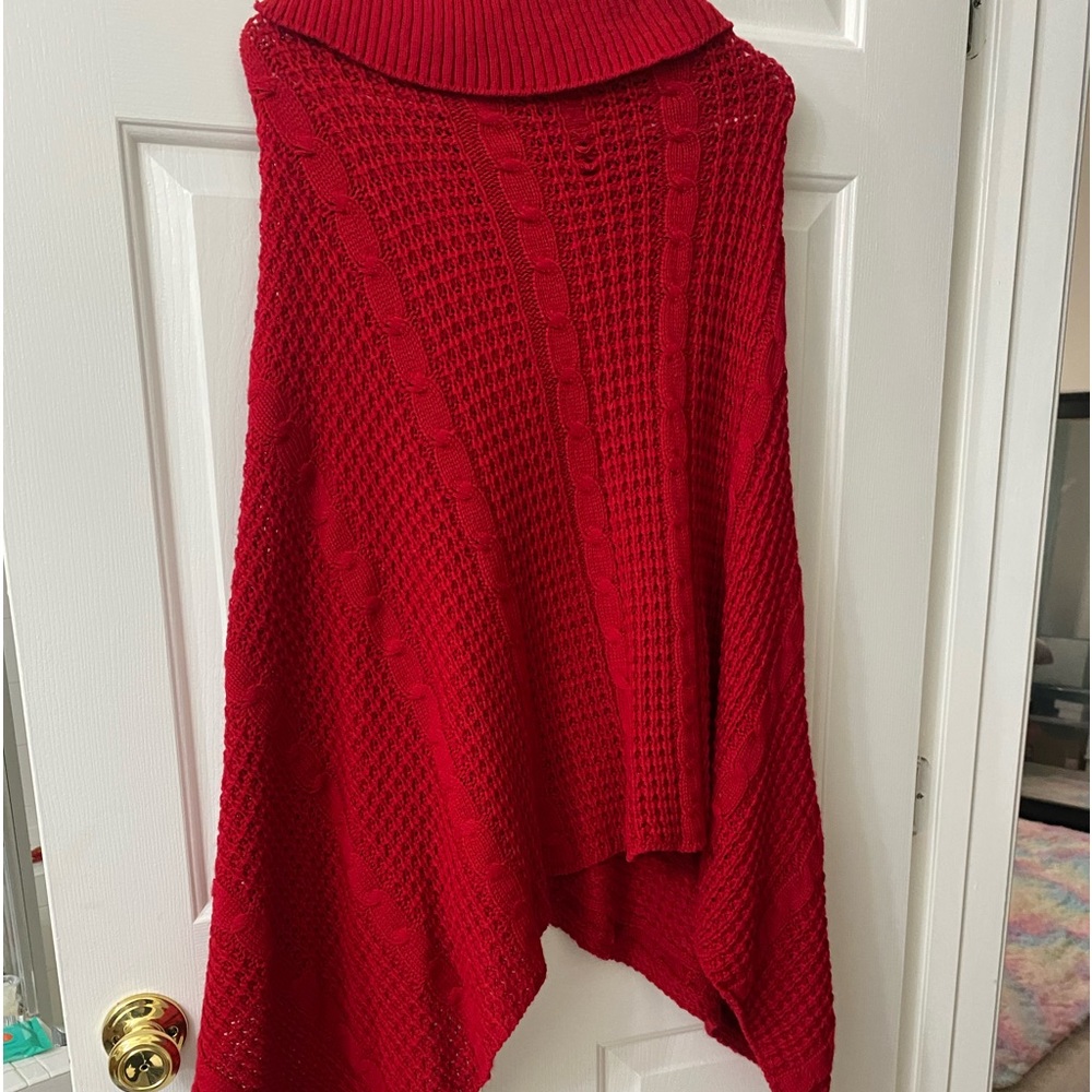 Red poncho sweater